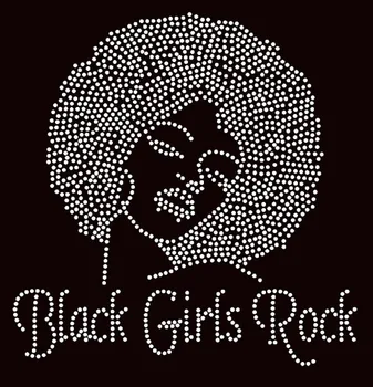 

Free Shipping Black Girls Rock (with Afro Lady) Rhinestone Transfer