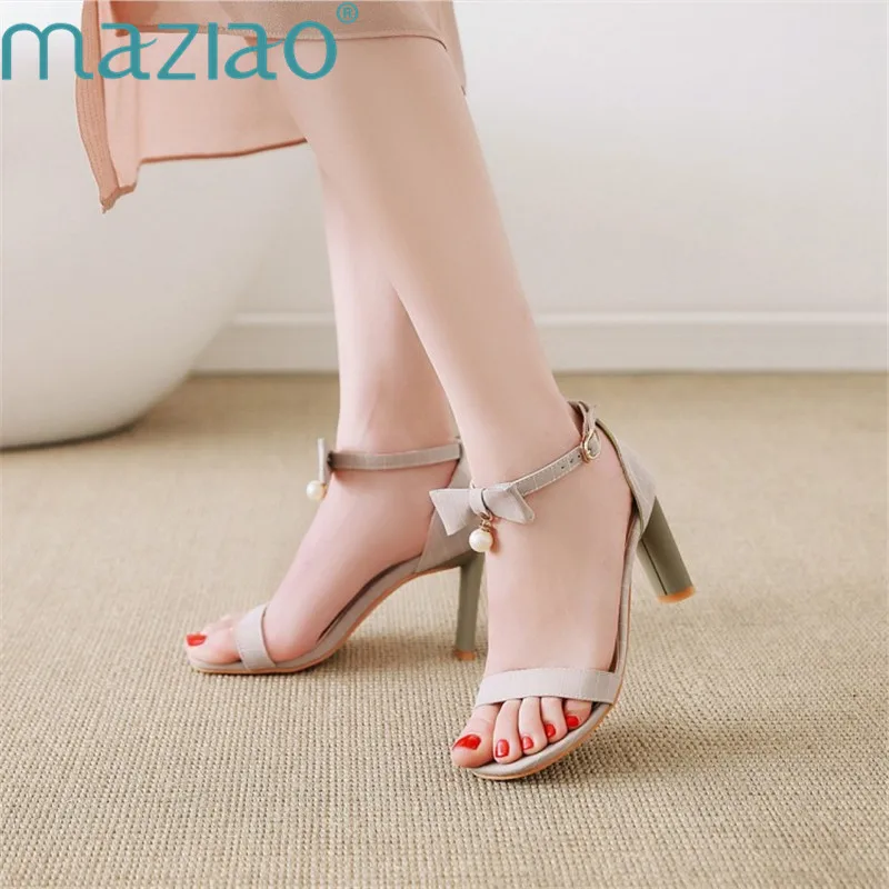 

Summer Sandal Elastic Cloth Open Toes Fine-heeled Fashion Belt Buckle High Heel Sandals Women 2019 Summer MAZIAO