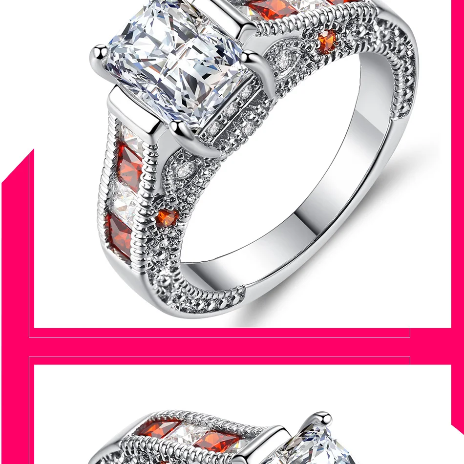 Роскошный Серебристый циркониевый женский кольца с покрытием AAA австрийский CZ Свадебные обручальные кольца ювелирные изделия для женщин Новинка