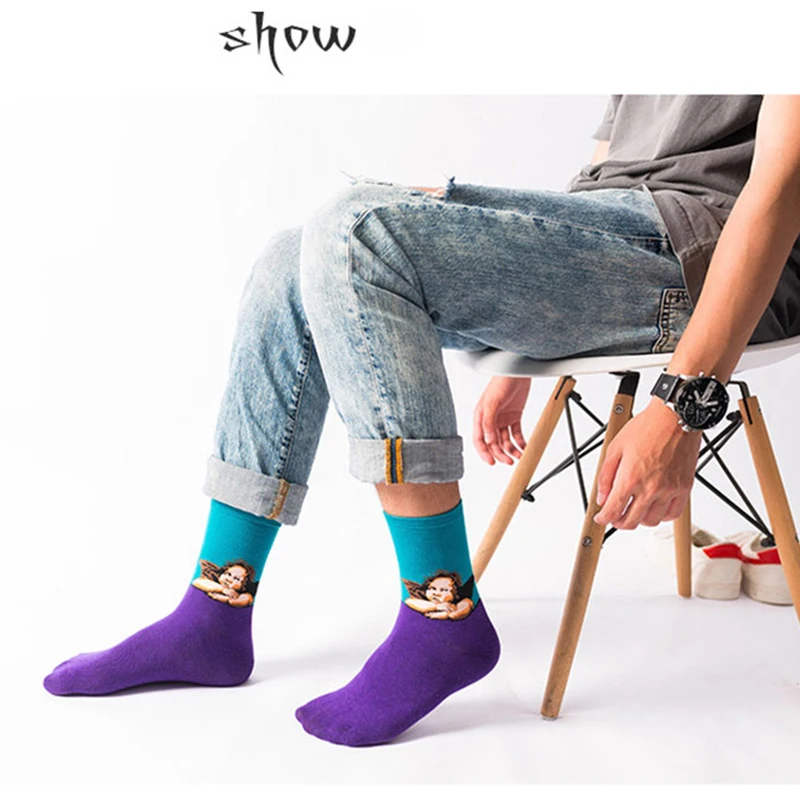 Для мужчин Happy Socks Прохладный шаблон Хип хоп Смешные экипажа носки улица