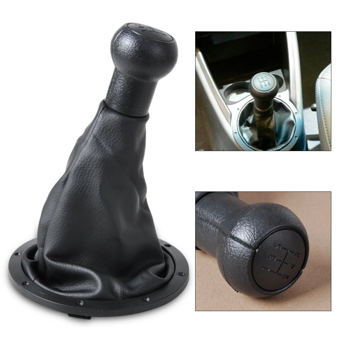 DWCX 1Pcs New Black 5 Speed Gear Shift Knob Gaitor Boot Collar Premium