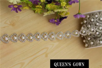 

2014 Hot SalePearl and Rhinestone Trimming with Colorful Resin in oval Design For Wedding Dress Fancy Rhinestone