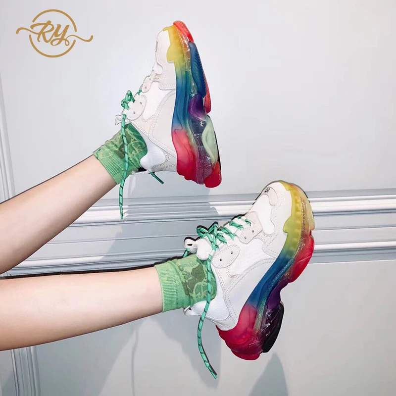 

RY-RELAA women sneakers 2018 leather white shoes luxury shoes women designers platform sneakers summer new ins style shoes