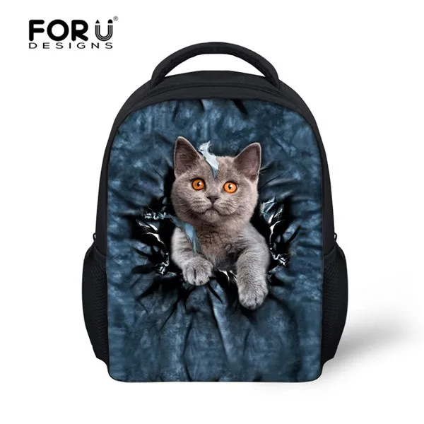 FORUDDESIGNS 12 дюймов детские школьные сумки для девочек и мальчиков Милая 3D школьная сумка «кошка» Mochilas дети детский сад школьная сумка рюкзак