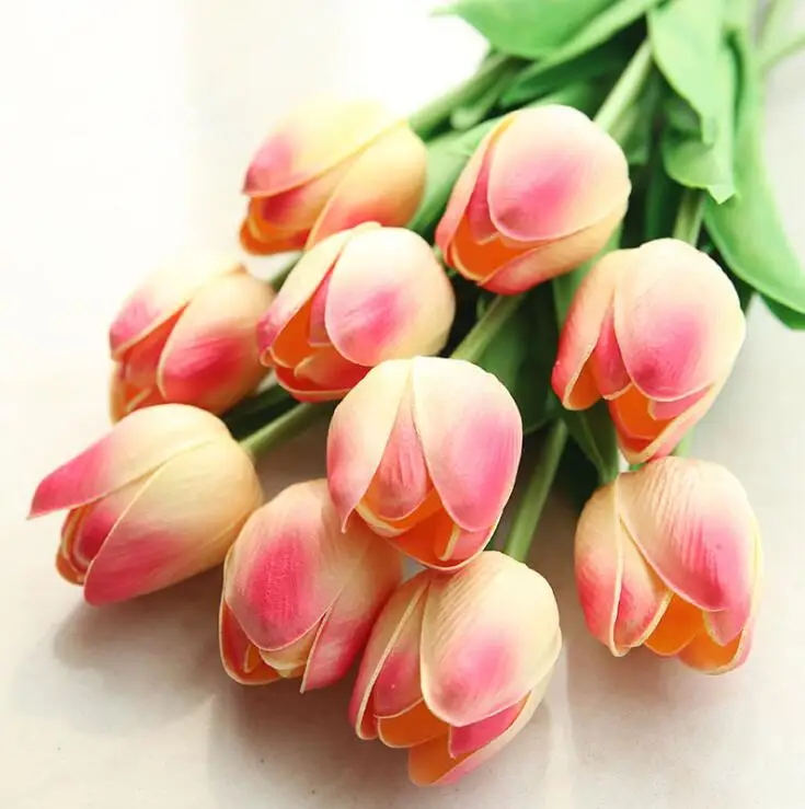 Cheap Artificial Tulips fake Flowers PU flores mini Tulip for Home