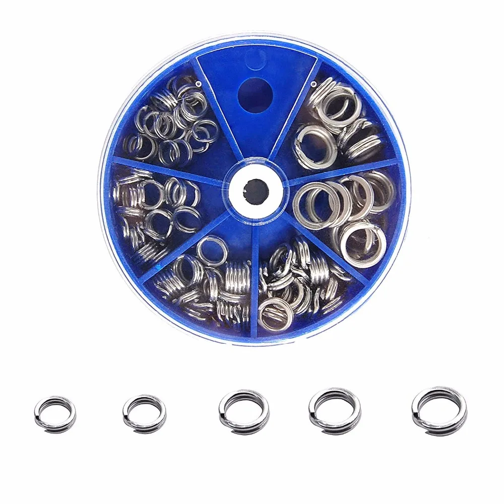 

100PCS/Set Double Split Rings Heavy Duty Stainless Steel Fishing Split Ring kit Lure Connectors Fishing Tackle
