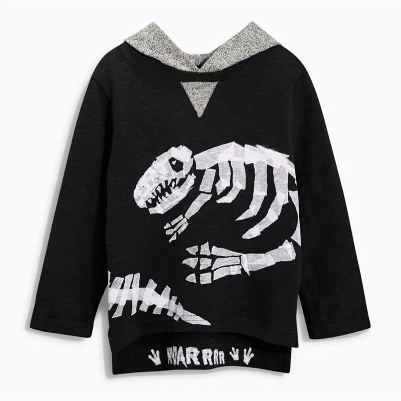 For Boys Hooded Sweater T-shirts Tops Clothing Autumn Winter New Dinosaur Fossil Printing Next Brand Full Sleeve Kids Clothes 08