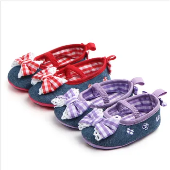 

Lovely Bowknot Baby Shoes First Walkers Infants Girls Soft Shoes