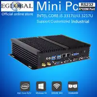 Fanless Mini PC Windows XP Core i5 3317U 1037U Dual Nics 4*RS232 COM industrial PC Rugged computer 300M Wifi BT HDMI+VGA