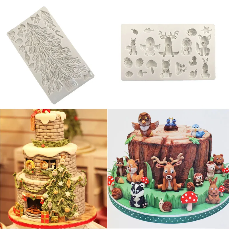 

Christmas Tree Snowflake Bow Silicone mold Cake Border Decorating Fondant Molds 3D Chocolate Candy Fimo Clay Moulds