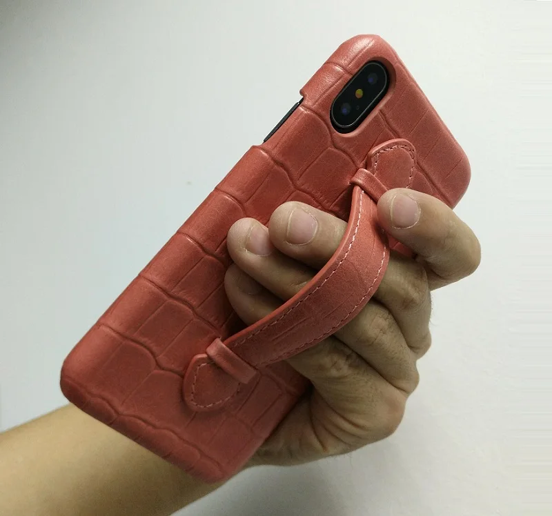genunie leather handle holder cover case for iPhone x xs max luxury strap cases