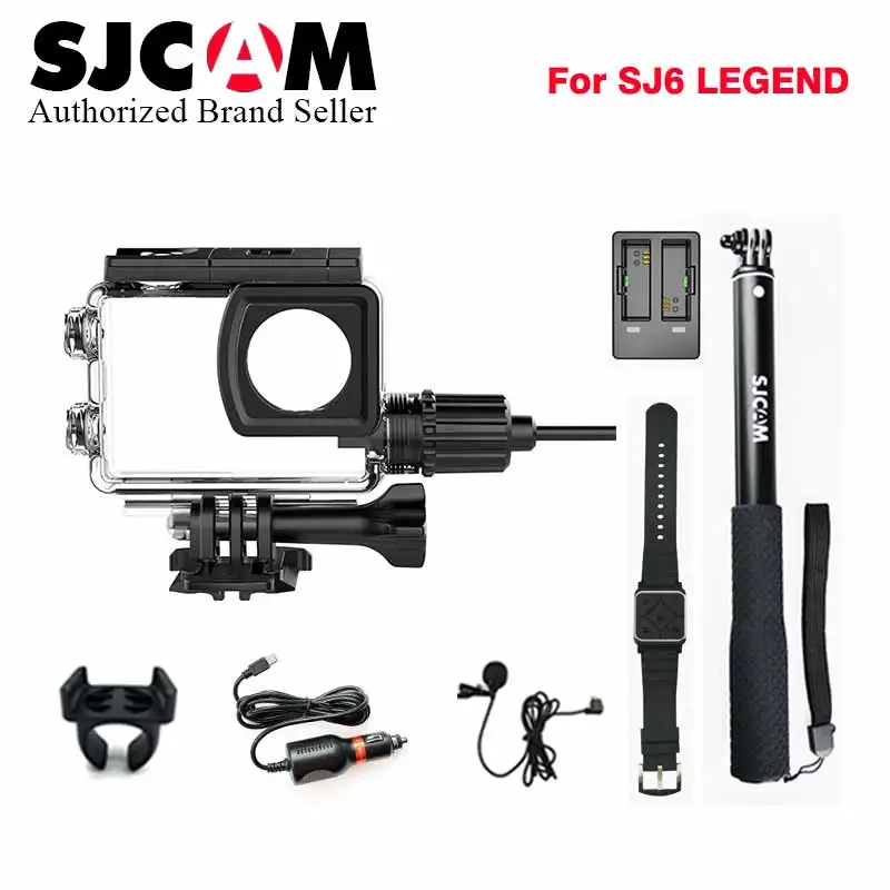 Original SJCAM Motorcycle waterproof case Car charger Microphone Remote watch Monopod dual charger for SJ6 legend