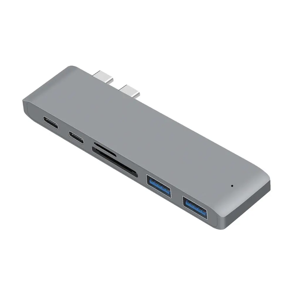 USB C концентратор type C концентратор SD/Micro SD кард-ридер тип-c к USB 3,0 с PD зарядное устройство для MacBook Pro // MacBook Air - Цвет: Gray