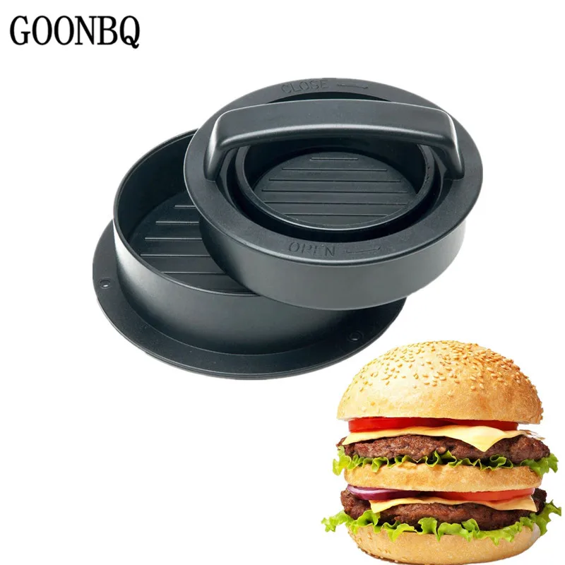 GOONBQ 3 шт./компл. круглый Форма форма для гамбургера Пластик для бургеров из мяса Пресс плесень говядины форма для гамбургера дропшиппинг - изображение