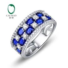 Caimao ювелирные изделия 14 k золото 1.88ct Сапфир& 0.65ct натуральный алмаз обручальное кольцо для мужчин