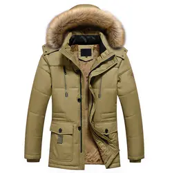 2018 зимние куртки мужские повседневные утепленные пальто новая мода меховой воротник с капюшоном непромокаемые ветрозащитные мужские