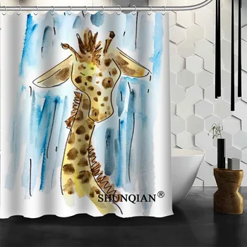 

Best Nice Custom Giraffe Shower Curtain Bath Curtain Waterproof Fabric Bathroom Curtain MORE SIZE A6.1-83