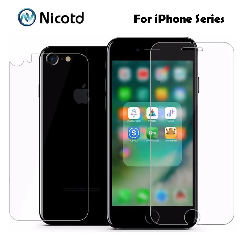 Beste 2 stk partij 9 H 2.5D Gecoat Voor + Terug Gehard Glas Voor iPhone 8 plus X 7 6 s 6 plus 5 s 5 SE 4 s Explosieveilige Screen Protector Film