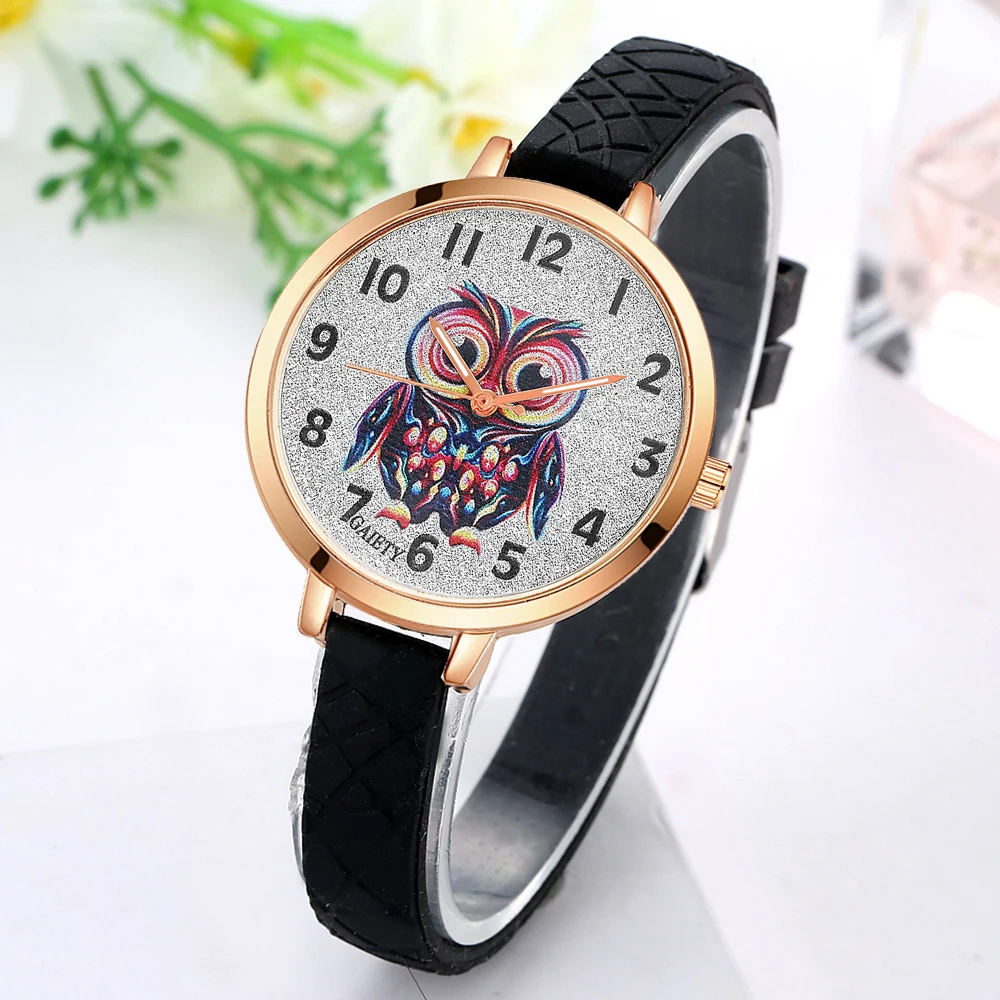 

Gaiety Brand Women Fashion Owl Silicone Famous Wristwatch Clock Quartz-Watch 2017 Ladies Business Vintage Dress Gift Watch