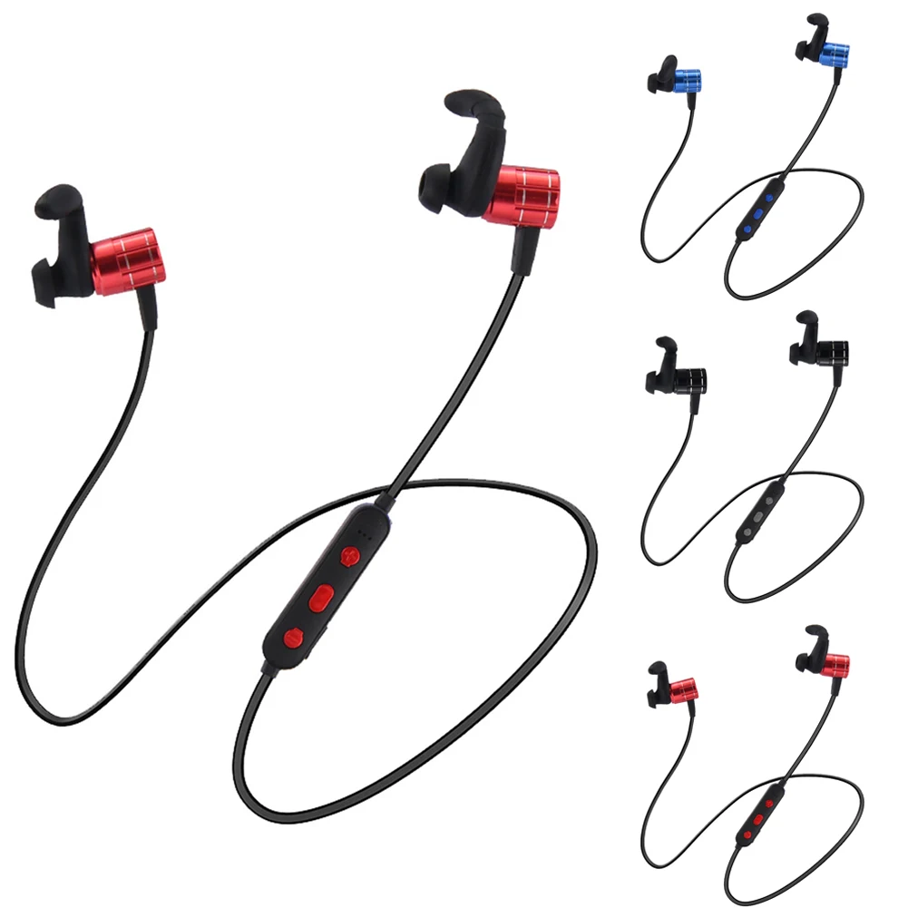 New Fashion Metal Magnetic Wireless  Stereo Earphones Bluetooth Wireless Sports Headphones Headsets High Quality