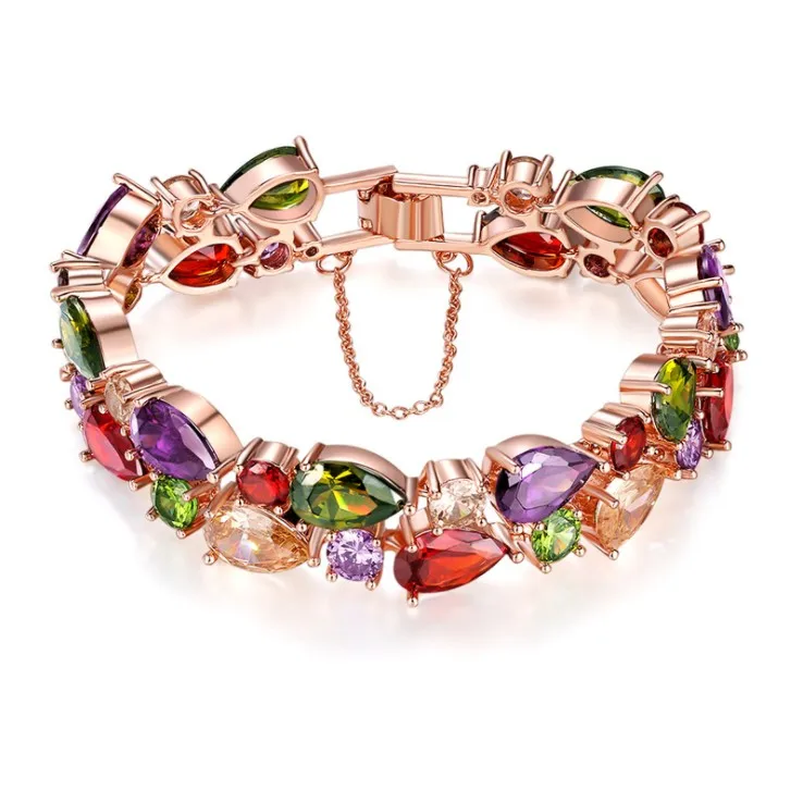 

2019 New Europe Fashion Jewelry Mona Lisa Colored Zircon Bracelet Crystal from Swarovskis Fit DW for Women Wedding jewelry