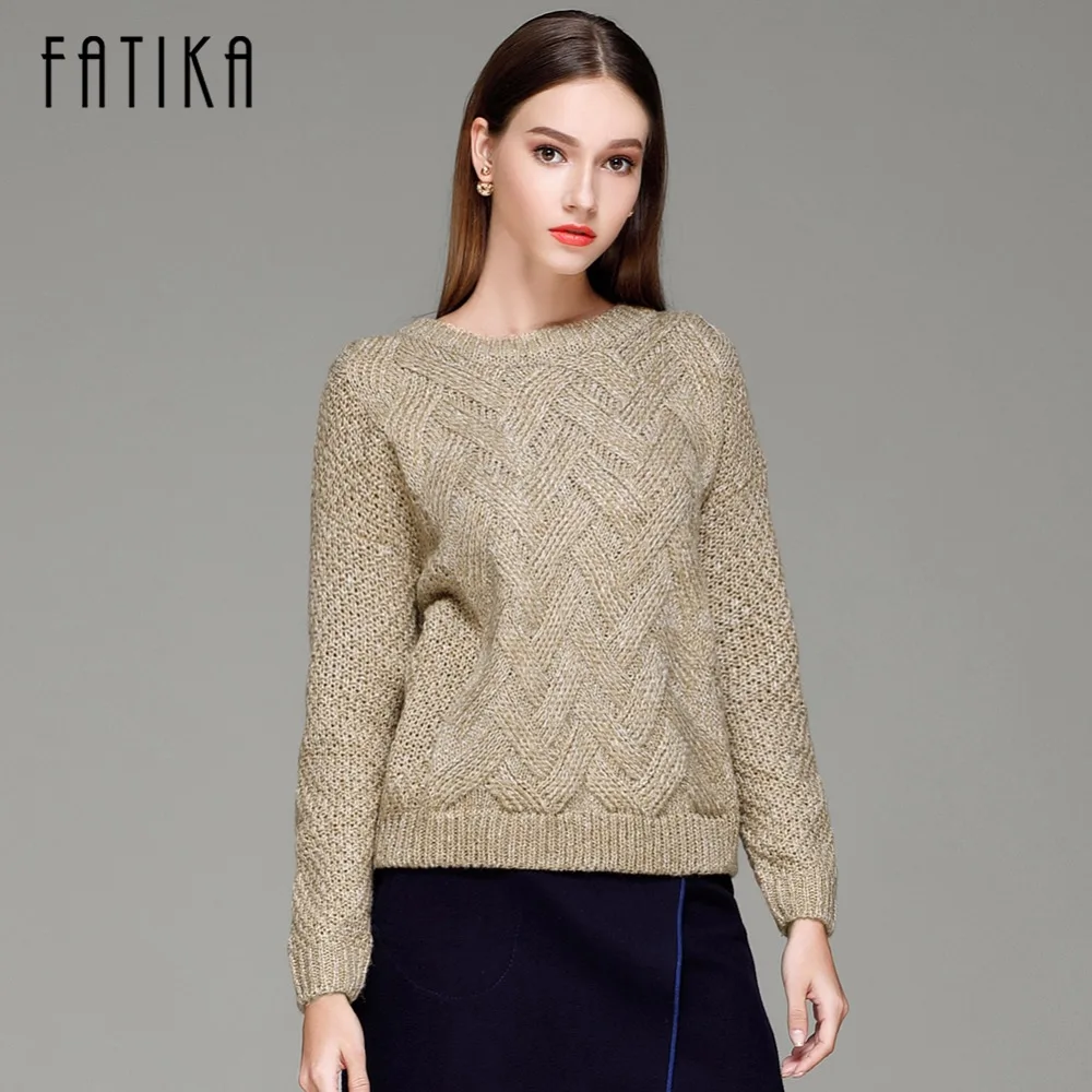 

FATIKA 2017 New Fashion Women's Sweaters And Pullover Sleeve Crew neck Knitted Sweater Jumpers Loose Outwear Tops