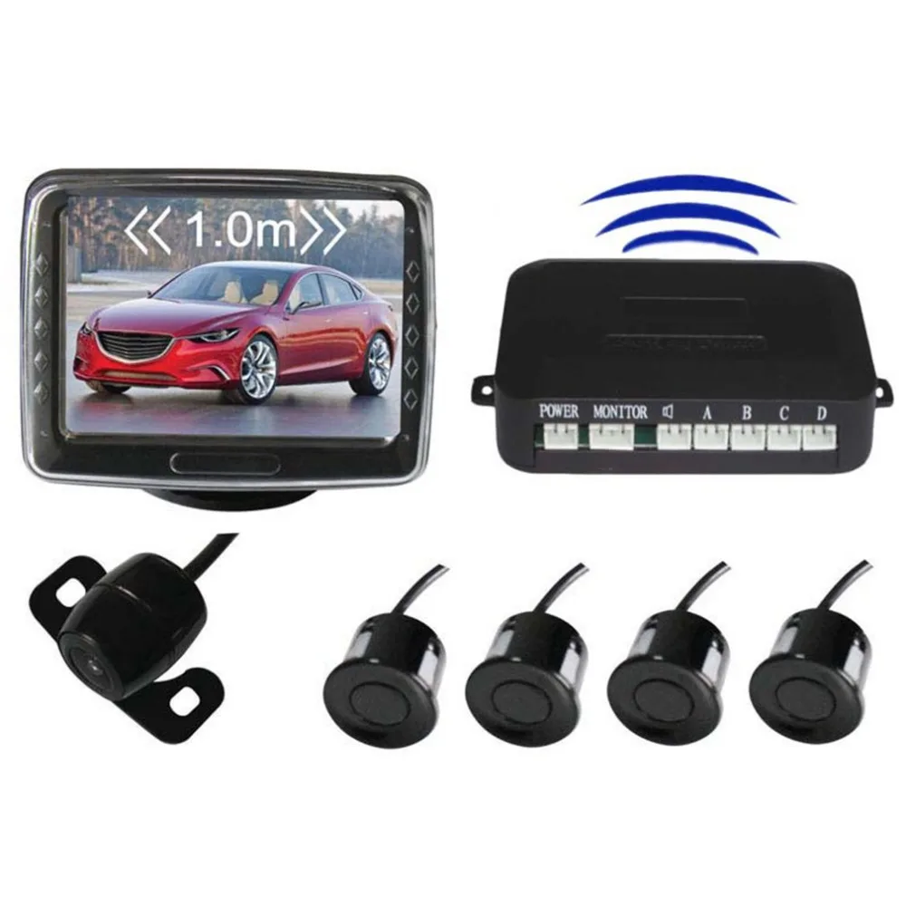 

Wireless Car Reverse Radar Rearview Parking Sensors System 3.5" Display Monitor Night Vision Backup Camera