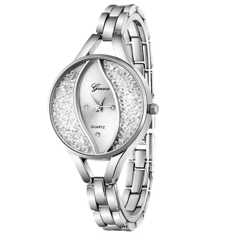 Для женщин часы роскошные новые кварцевые дамы Нержавеющая сталь платье часы-браслет повседневное Часы montre Femme reloj mujer reloj dama 4FN