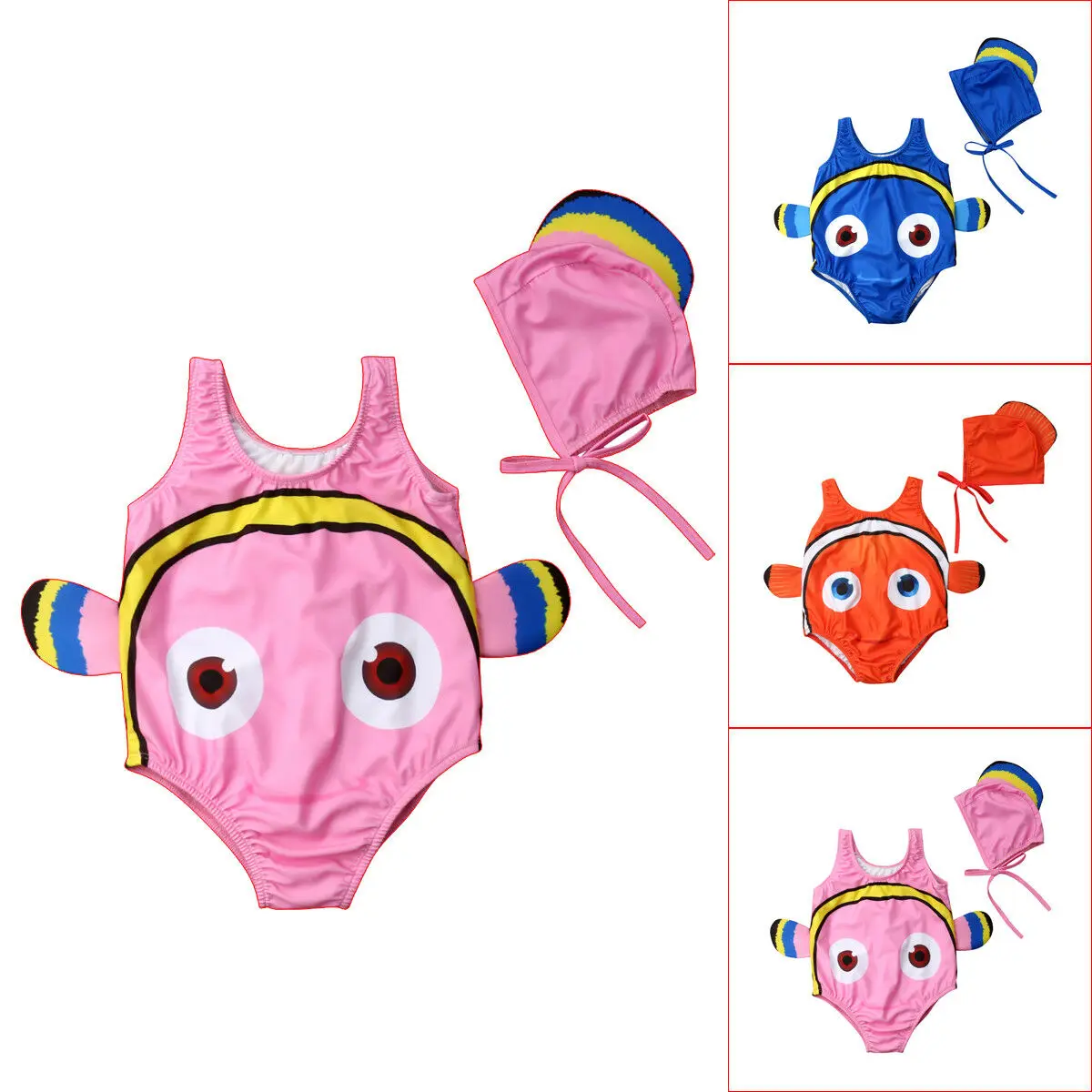 2 PCS Kids Baby Girl Swimsuit Set Badpak Goudvis Badmode Swimmable Kostuum + Zwemmen Hoed