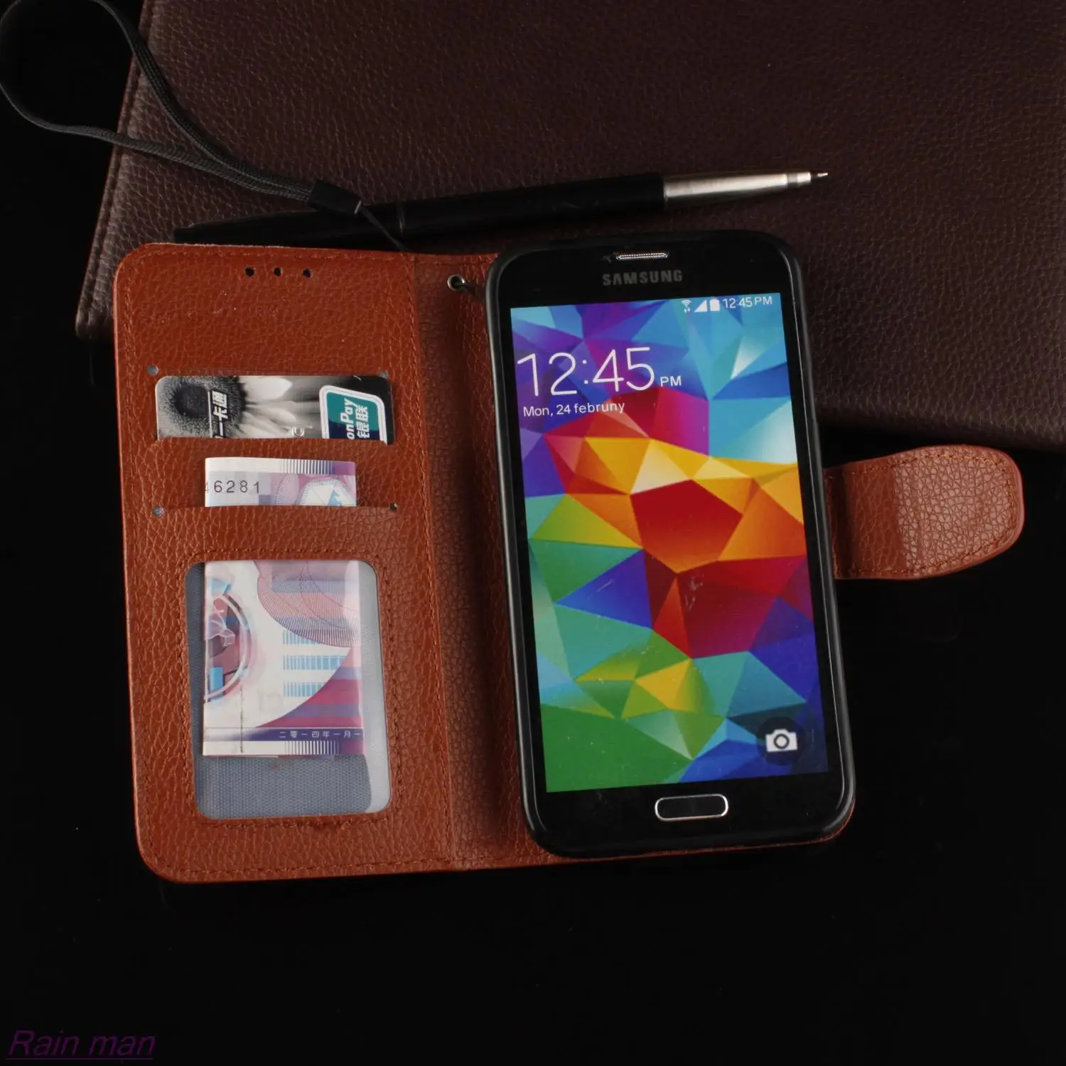 Флип-чехол для телефона для samsung Galaxy S5 Mini G800, чехол, кобура для обнаружения падения, держатель для денег, фоторамка+ 1 пленка+ 1 ремешок