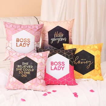 

The Nordic wind decorative pillow case Korean girl style simple modern light cushion backing Hello Gorgeous Hello Honey