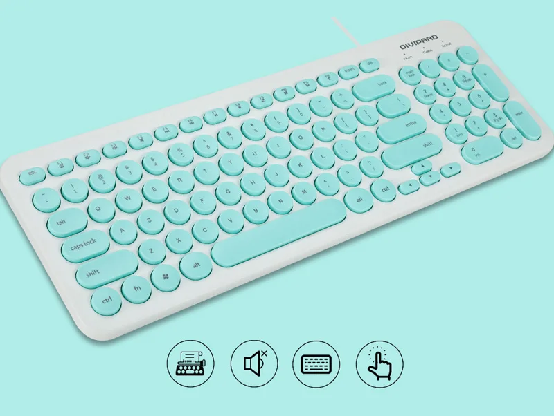 Розовая Милая клавиатура мини-клавиатура в стиле ретро 96 клавиш USB Проводная круглая клавиатура для компьютера