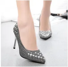 Woman High Heels 2016 New Women Fashion Diamond Wedding Shoes Super High Heels Thin Woman with high heels shallow mouth