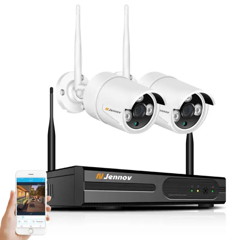 Jennov 8CH NVR безопасности Камера Системы Wi-Fi 2MP 1080P Аудио Звук открытый Беспроводной IP CCTV камера Камера комплект видеонаблюдения 3 ТБ HDD - Цвет: 2 Pieces Cameras