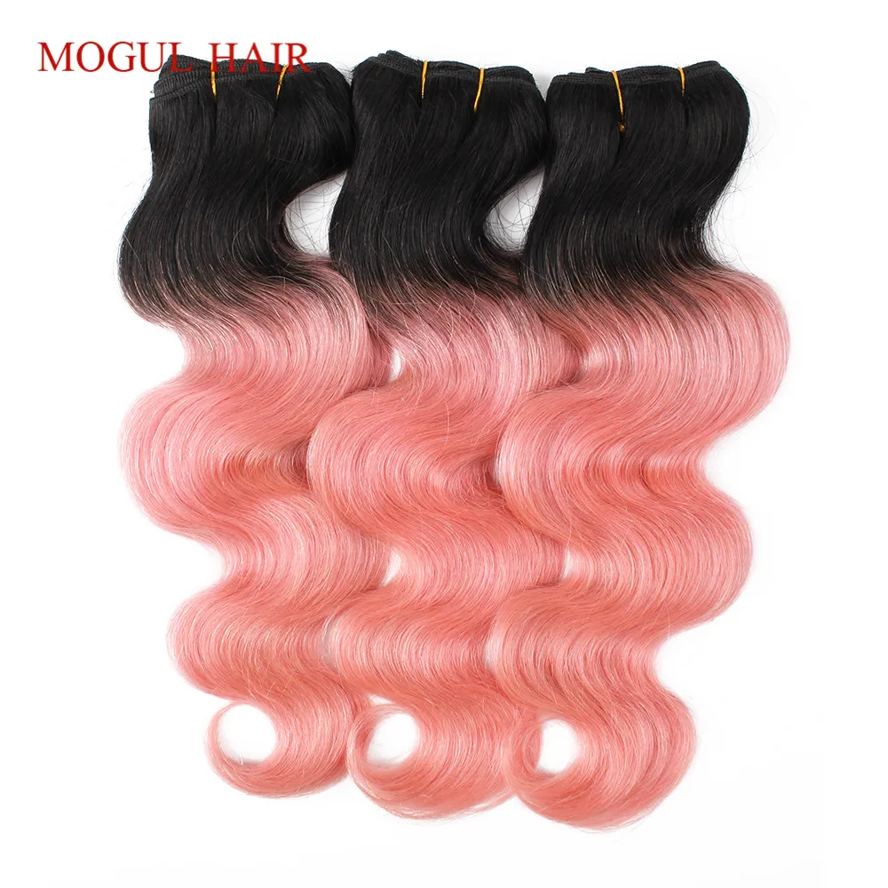 Mogul волос Ombre 1B розовый средства ухода за кожей волна волос Weave 2/3 Связки Роза Золотой Цвет Remy перуанский пряди человеческих волос для