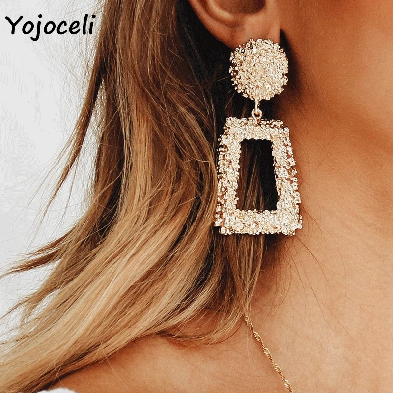 Trendy earring accessories women gold metal Geometric earring drop