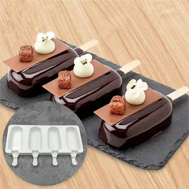 Silicone Frozen Ice Cream Mold Juice Popsicle Maker Ice Lolly Pop Mould 4 Cell Silicone Frozen Ice Cream Mold Juice Popsicle Maker Ice Lolly Pop Mould 4 Cell