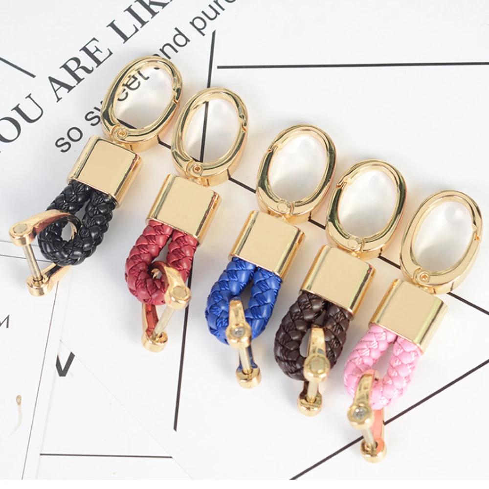 

Car Key Holder Key Rings Key Chain Hand Woven Horseshoe Buckle Keychain Car Keyring Gift Creative Auto Accessories