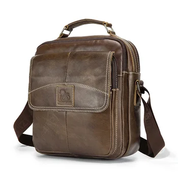 

Genuine Leather Men brand bag Shoulder Bag Vintage male Casual totes Handbag Cowhide Crossbody Bag Men Business Messenger Bag