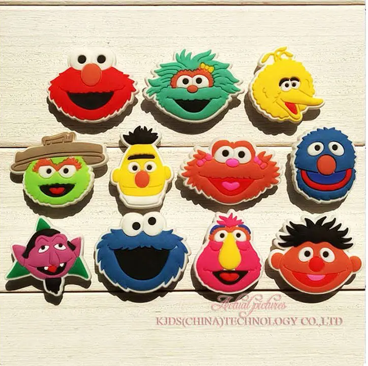 

Free shipping 11pcs sesame street shoe charms shoe accessories for wristbands croc jibz best gift for shoe decoration Kids gift