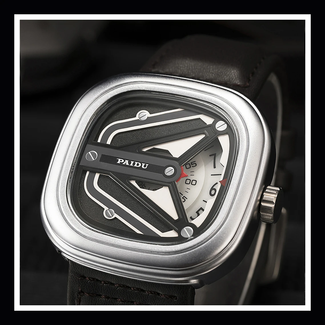 PAIDU мужские наручные часы из натуральной кожи водонепроницаемые кварцевые часы с большим циферблатом Дизайнерские мужские повседневные спортивные часы