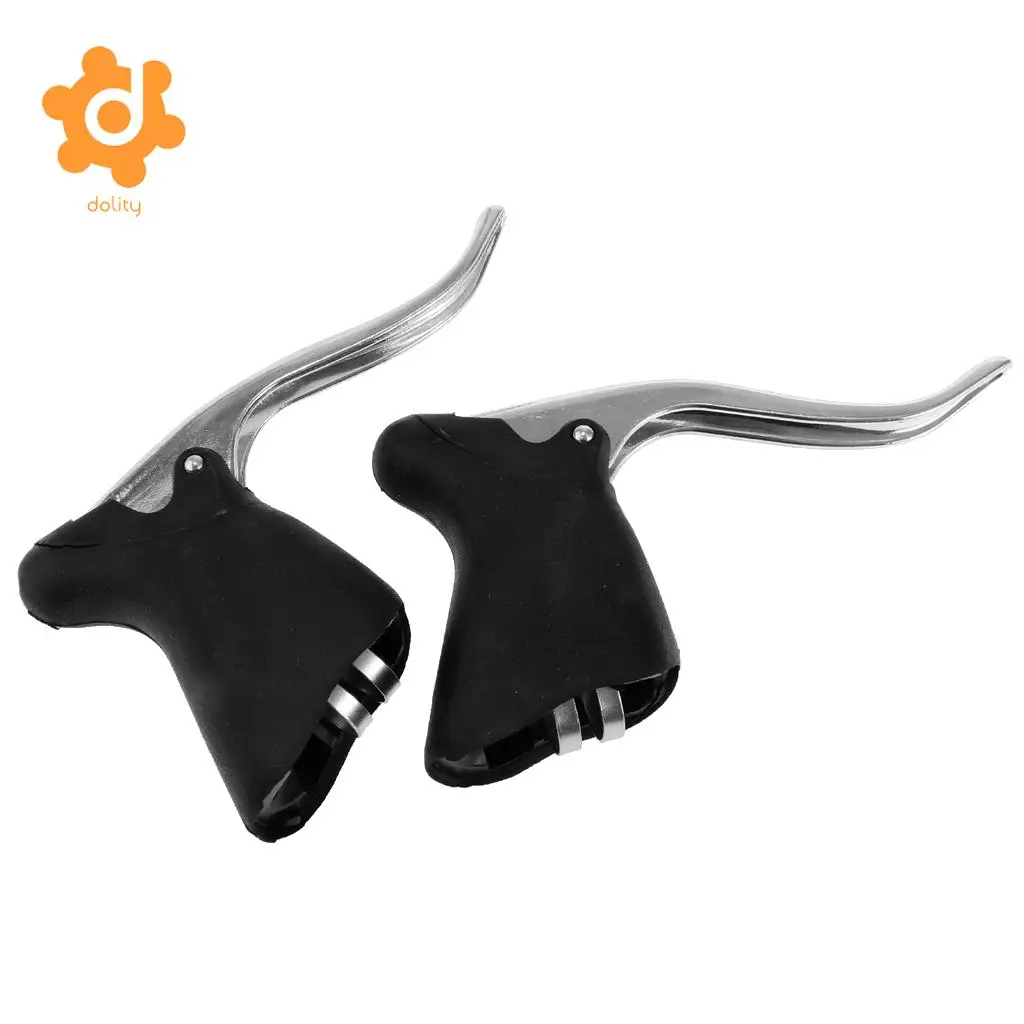 1 Pair Road Bike Drop Bar Brake Levers Bicycle Cycling Bent Brake Handles Handbrakes Fixed Gear fits for 22.2 - 23.8mm Handlebar