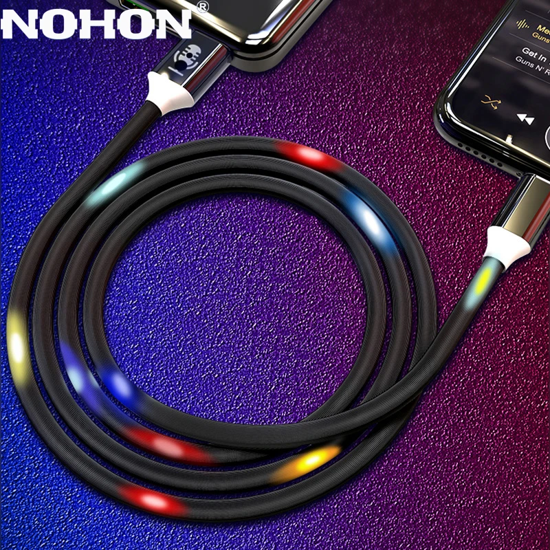 

NOHON 8pin USB Charger Data Cable For iPhone XS MAX XR X 8 7 6 Plus Apple iPad Mini LED Voice Control Cables Fast Charging Cord
