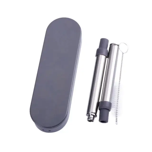 Reusable Collapsible Telescopic Straws Metal Straw with Brush Storage