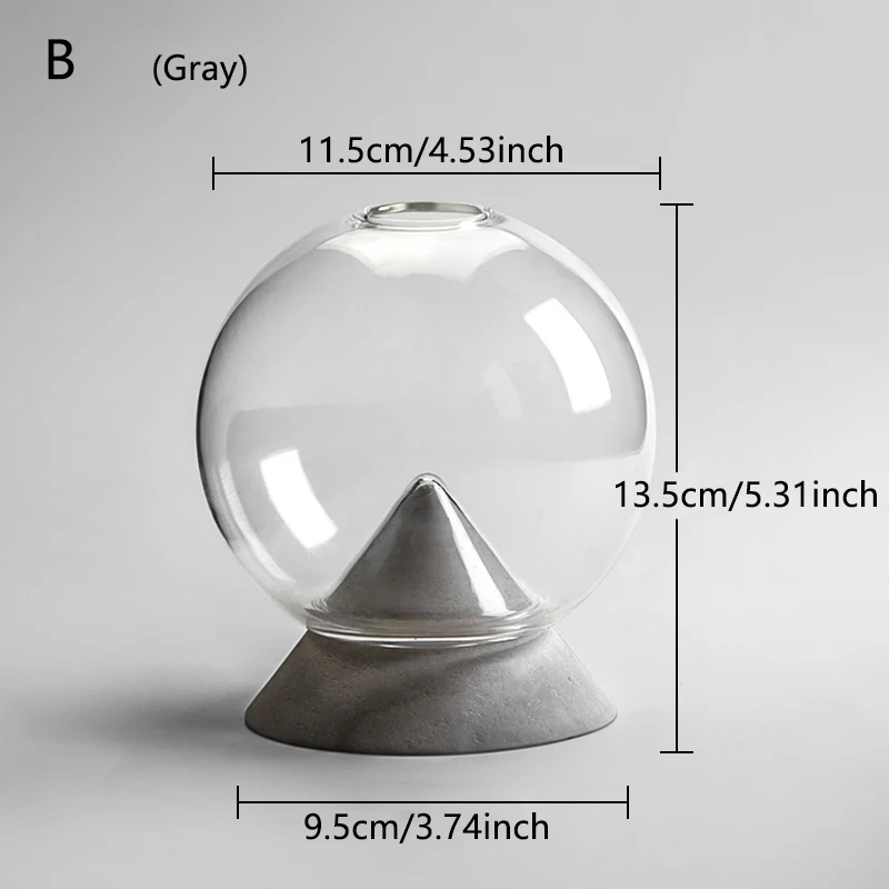 Прозрачная ваза Гидропонные вазы для растений в скандинавском стиле цветочный горшок гипсовая ваза стеклянные настольные растения домашний бонсай украшение стола - Цвет: B(Gray)