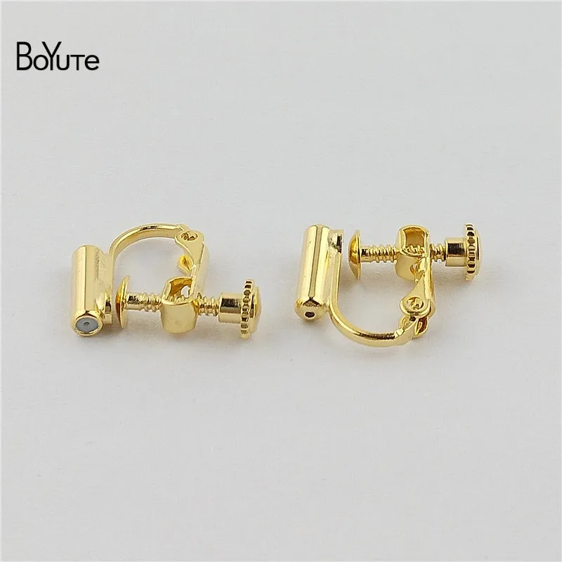 BoYuTe 5 Pairs 4 Colors 1316MM Metal Brass Adjustable No Pierced Ear Clip Diy Earring Converter Jewelry Accessories (6)