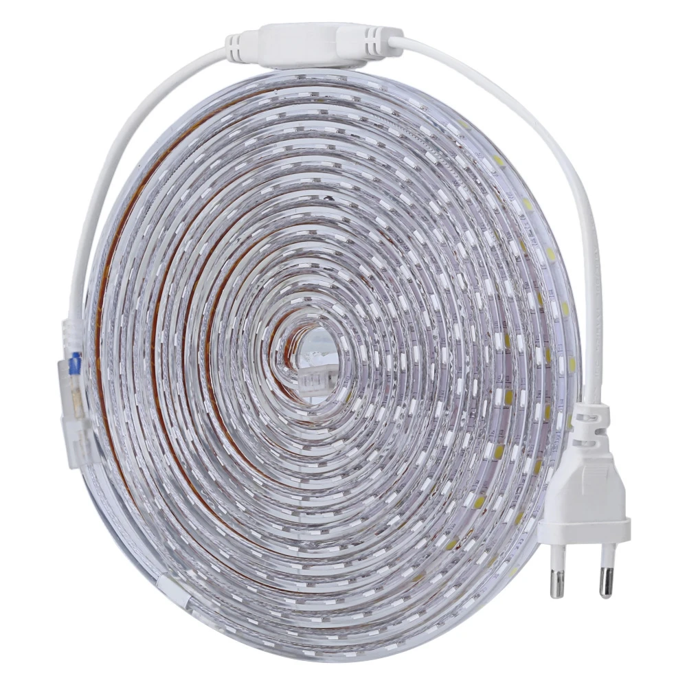 #Best LED Strip Light SMD 5050 220V Flexible Lights 5m 60LEDs m LED Light IP65 Waterproof LED Tape Ribbon Lamp + Power Strip EU PLUG