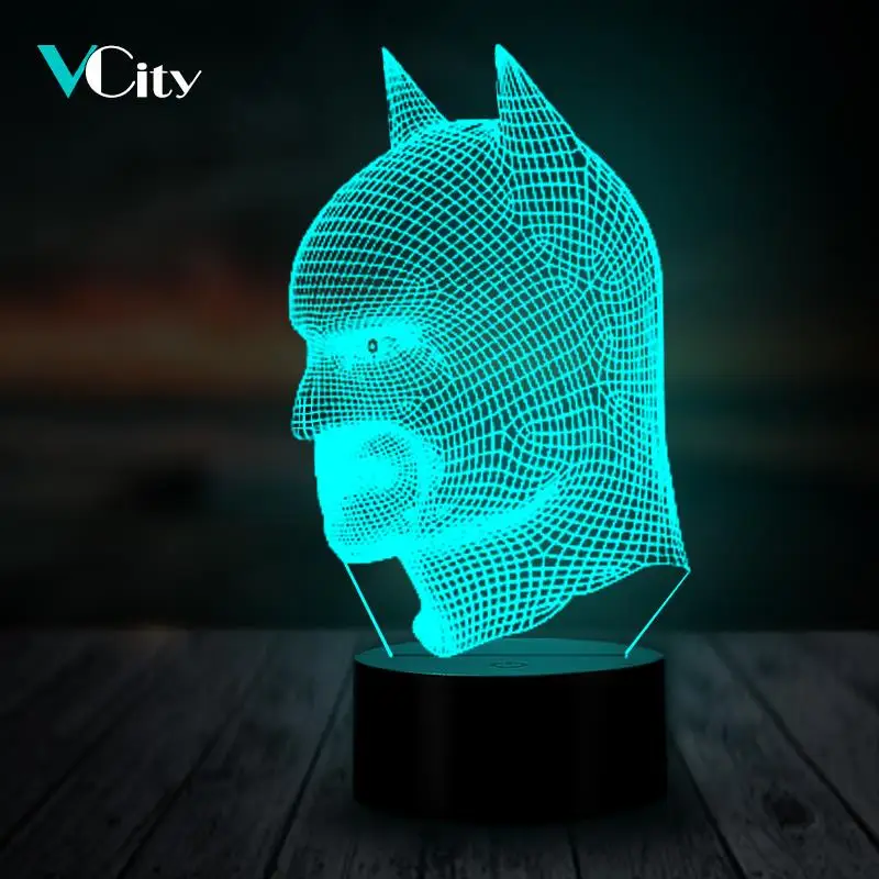 Светодиодный ночсветильник VCity 3D настольная лампа с Бэтменом USB изменение цвета
