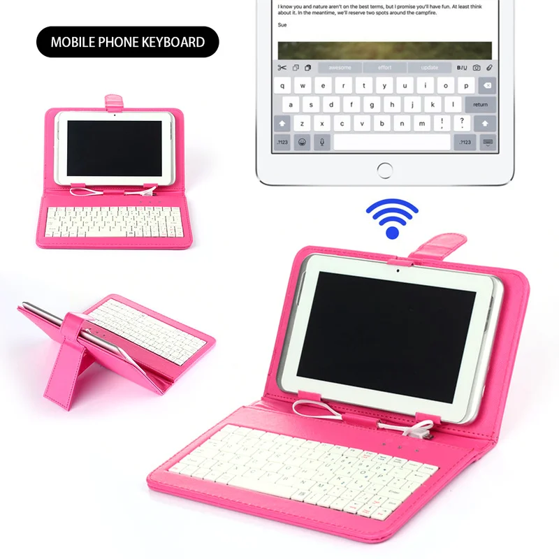 

Portable PU Leather Wireless Keyboard Case Protective Mobile Phone with Bluetooth Keyboard for Smartphone