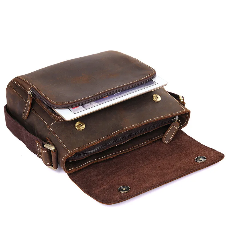 M7051 Echte Crazy Messenger Schulter Horse Männlichen Qualität Dicke Taschen Leder Braun Hohe Tasche Nesitu Kleine Männer Vintage XqafwzxP